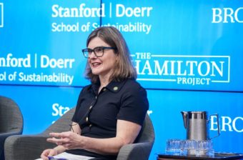 FERC Commissioner Allison Clements speaks at The Hamilton Project and Stanford Doerr’s School of Sustainability event, “Building clean energy: Roadblocks, tradeoffs, and solutions.”